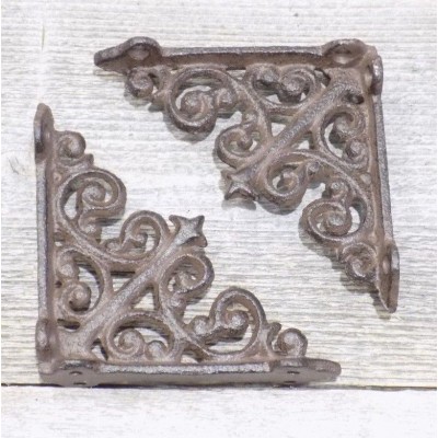 2 Antique Style Shelf Brace Wall Bracket Cast Iron Brackets SMALL Architectural   173250555616